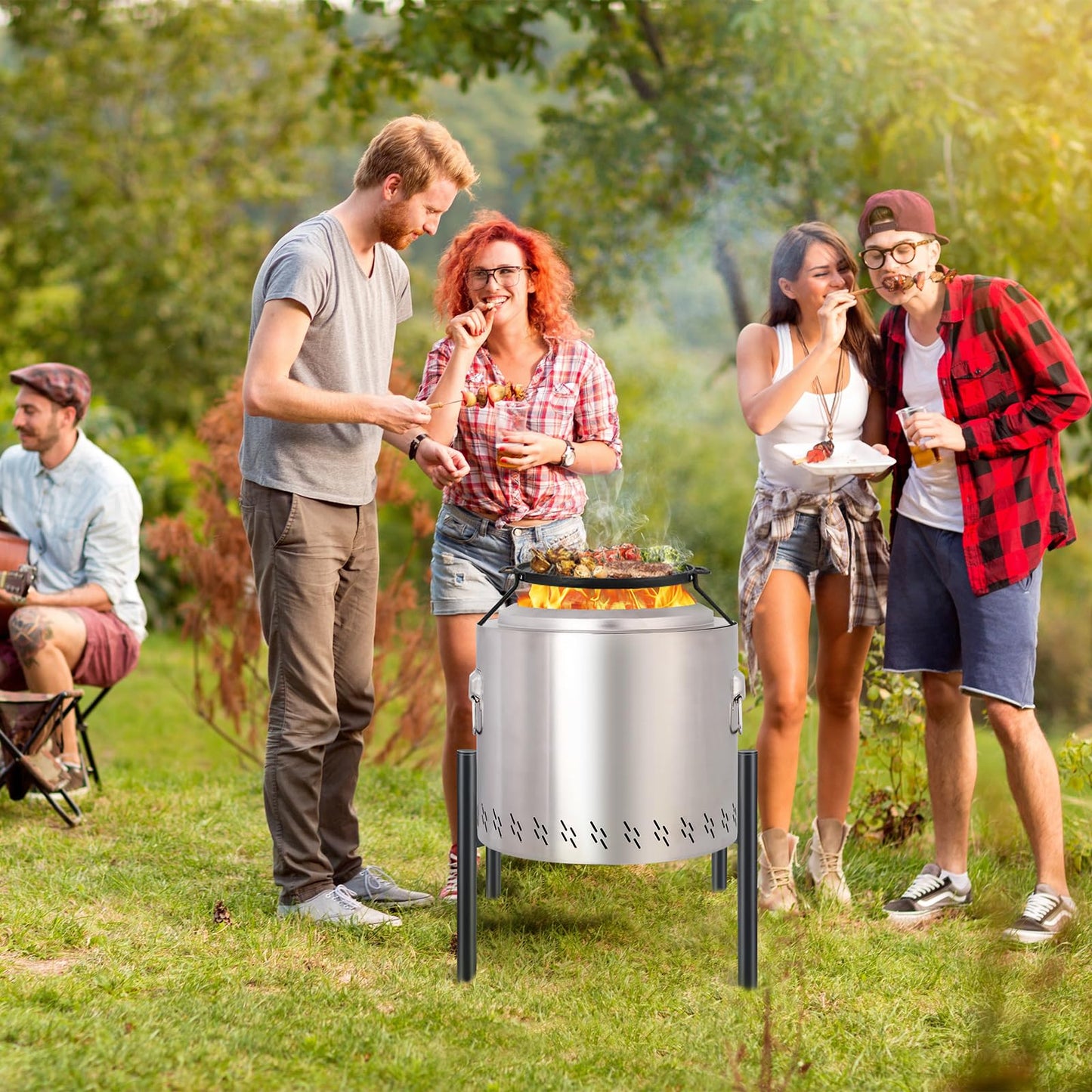 Triceratops Firepit Stand, 15-27 Inches for Solo Stove Bonfire Ranger and Other Outside Fire Pits, Outdoor Camping Accessory, Stainless Steel Stands for Fireplace Use