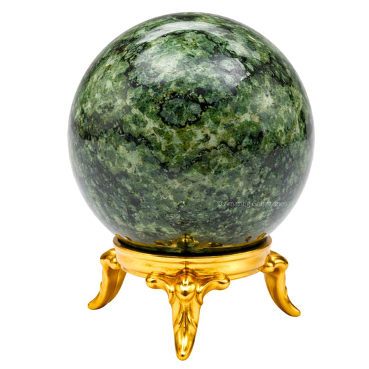 Amazing Gemstone Green Jade Crystal Ball with Stand - 2 Inches Crystal Sphere Meditation Balls for Witchcraft and Decorative Balls