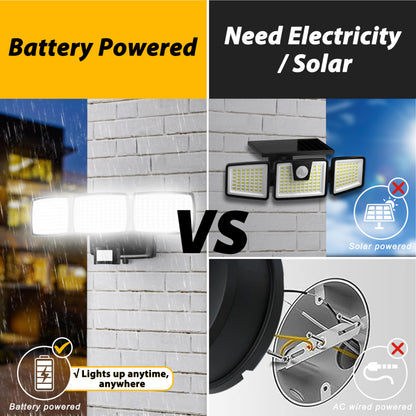 Battery Powered Motion Sensor Outdoor Lights, 1500LM Flood Lights IP65 Waterproof Security Light Motion Detector Lights Wireless for Outside Yard 1Pack