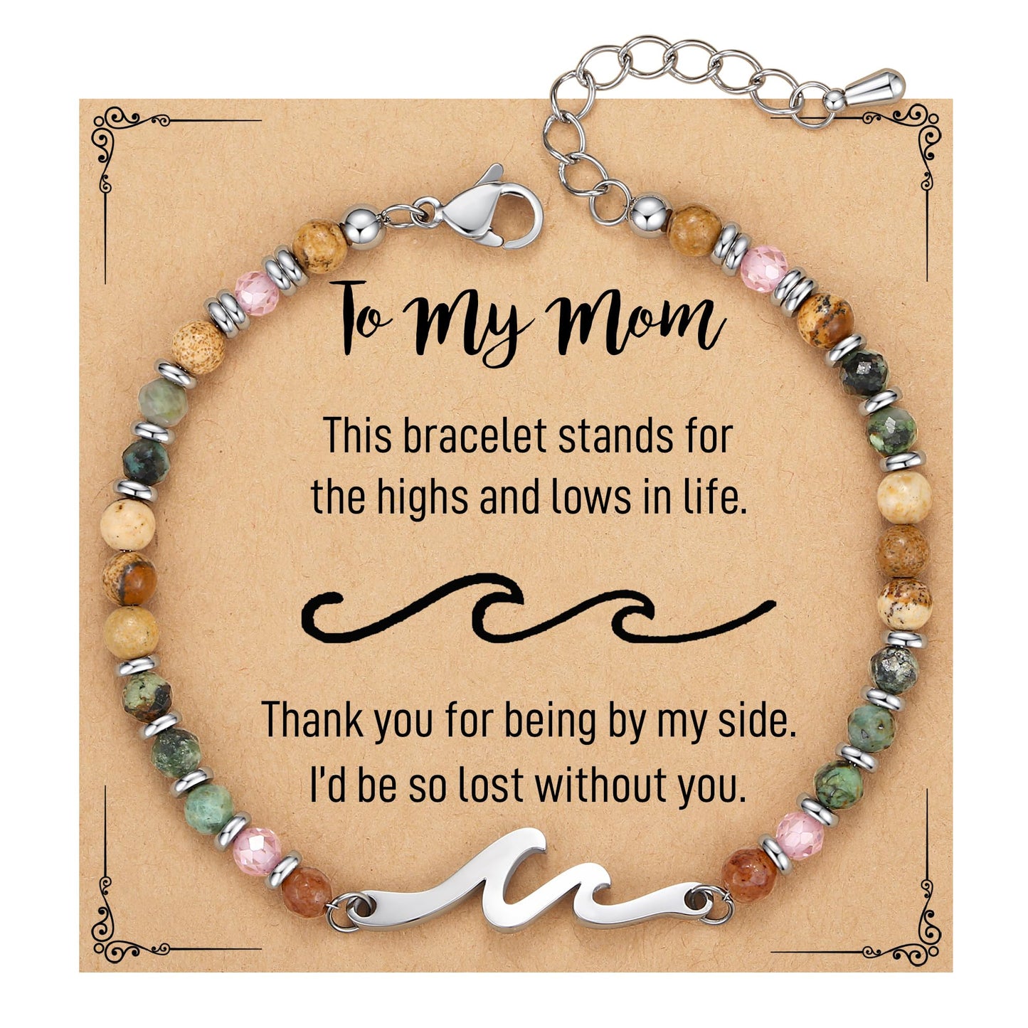 TONY & SANDY Mothers Day Gifts for Mom, Birthday Gifts for Mom Wave Bracelet, Moms Gift from Daughters, Unique Presents for Moms Mommy Mama Women Jewelry Christmas Valentines