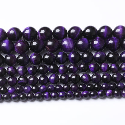 Natural Purple Tiger Eye Stone Beads for Jewelry Making DIY Bracelet Necklace Jewelry Making 1 Strand 15.5inch 35PCS 10MM
