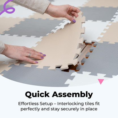 MioTetto Baby Play Mat, Soft Foam Floor Tiles for Kids. Adjustable Interlocking Foam Tiles, Fits with 74x74 Playpen Baby mat for Crawling & Development, Safe & Non-Toxic Playmat for Babies 6-12 Months