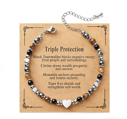 Jardme Natural Healing Crystal Bracelet for Women- Triple Protection