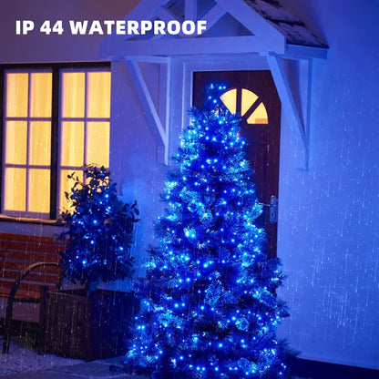 Dazzle Bright 33FT 100 LED Christmas String Lights Indoor Outdoor Waterproof, Blue With Green Wire, Twinkle Plug-in for Tree Room Bedroom Wedding Decorations
