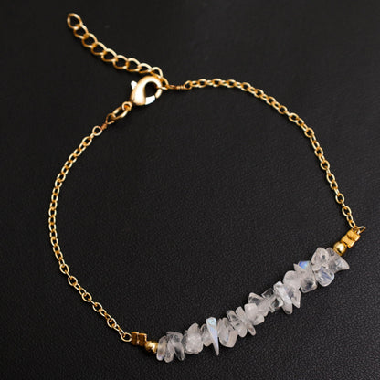 Gempires Moonstone Bracelet for Women, Crystal Bracelet, June Birthstone Gemstone Jewelry, Gold Plated Adjustable Bracelet (7” + 1” Extender), Dainty Stackable Bracelet Gift for Her