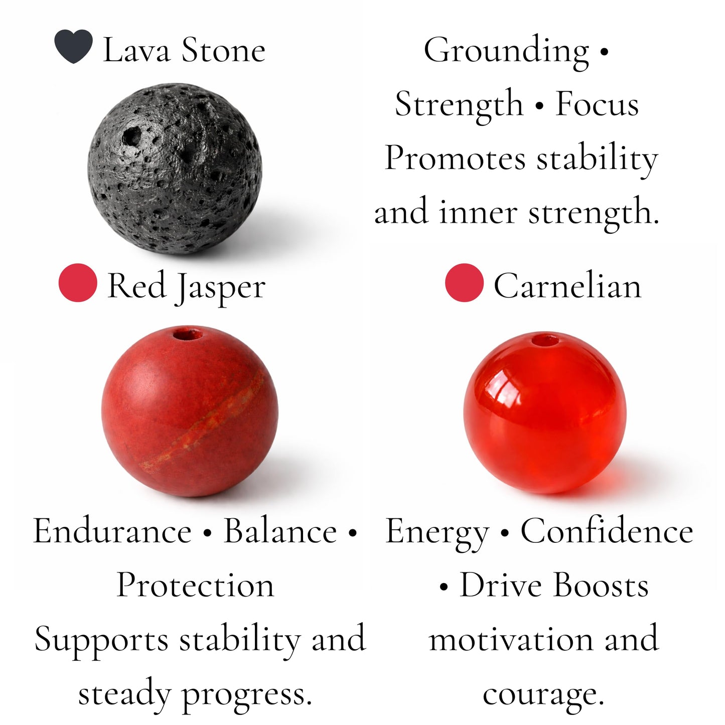 TEJO Natural Stone Beaded Bracelet – Handmade Energy Healing Bracelet for Men & Women, Yoga Chakra Jewelry Gift (Black & Red Natural Stone Bracelet – for Men, 7 inches)