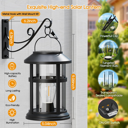 GARPAR Solar Lanterns Outdoor Waterproof with Wall Mount Kit, Upgraded Brighter Hanging Solar Lights for Outside, Auto On/Off Solar Powered Lantern for Garden Yard Patio Porch Decor, Gift for Mom