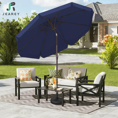 JEAREY 9 FT Patio Umbrella Outdoor, Table Umbrellas Market Umbrella w/Push Button Tilt/Crank, 8 Sturdy Ribs(Navy Blue)