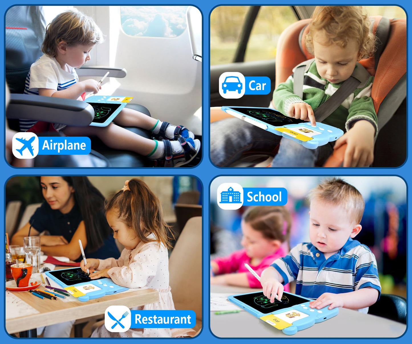 Rylai Toddler Toys Talking Flash Cards, Kindergarten Learning Resources 510 Sight Words with Drawing Tablet for Speaking Doodling, Sensory Toys for Kids with Autism, Boys Girls 2 3 4 5 6, Blue