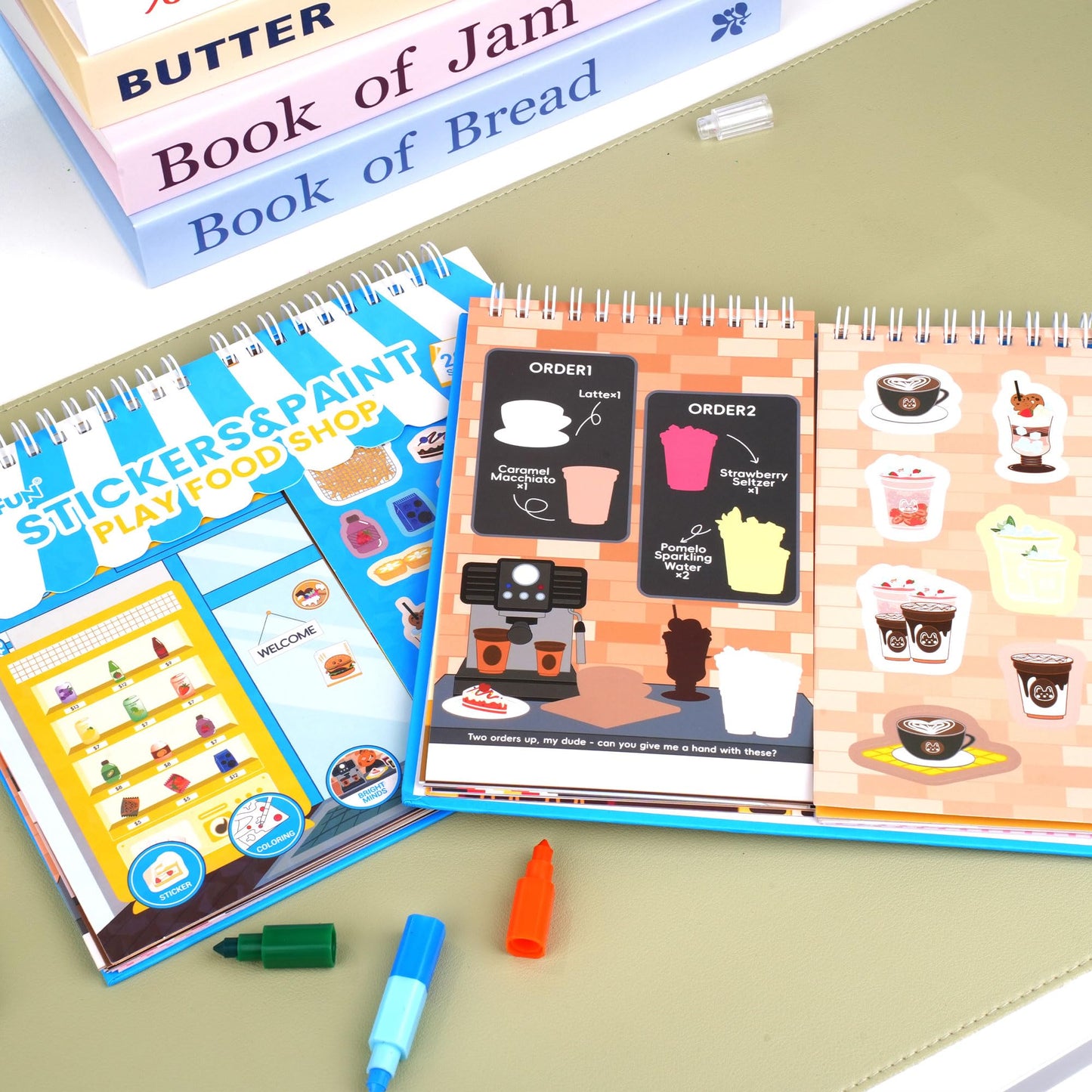 Sticker Activity Books for Kids, Sticker Books Include 20 Scenes & Coloring Page with 8-Color Crayons, Toddler Airplane Travel Essentials & Road Trip Toys - Craft Gift for Boys Girls 3-8
