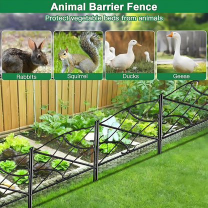 AMAGABELI GARDEN & HOME 5 Panels 32in(H)×10ft(L) Decorative Garden Fences and Borders for Dogs Rustproof Metal No Dig Fence Panels Garden Edging Border for Animal Barrier Flower Beds Yard Patio