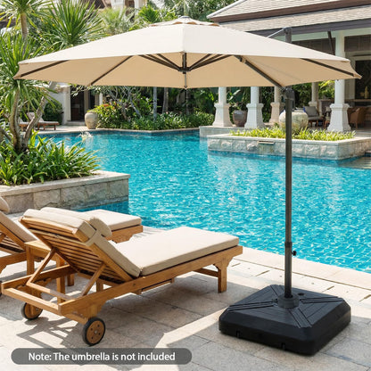Tangkula Cantilever Umbrella Base with Wheels, 345 LBS Heavy-Duty HDPE Sand Water Filled Offset Umbrella Weighted Stand with Cross Base for Patio Backyard Poolside