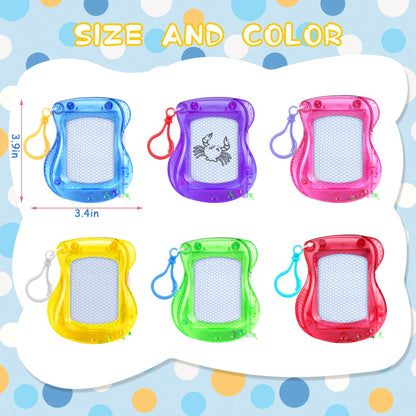 16 Pack Mini Magnetic Drawing Board for Kid(6 Colors), Erasable Doodle Sketch and Writing Pad, Backpack Keychain Clip Doodle Drawing Boards, Birthday Party Favor for Boys and Girls