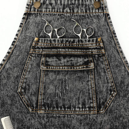 Jeanerlor - Denim Apron with Pockets for Hair Stylist Gardening Craftsmen Barista Women Hairdresser Jean Work Apron Cross Straps & Adjustable S to L (Black)