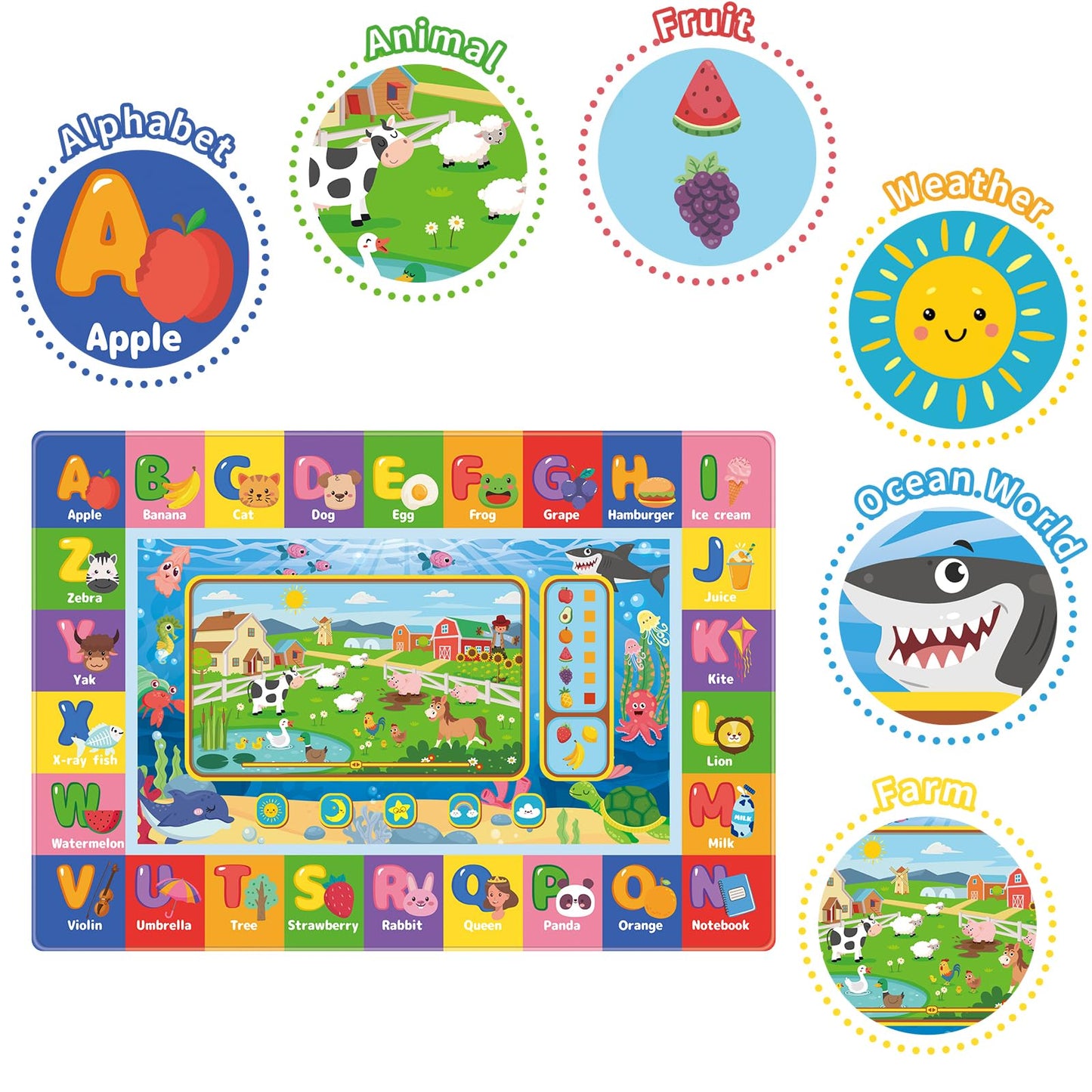 AKASISRUG Baby Play Mat for Floor, Kids Playmat Baby Crawling Mats Educational Tummy Time Mats Soft ABC Play Mat for Babies Infants Floor Mat for Kids Learning Playing (78.7X59 INCH, Style 1)