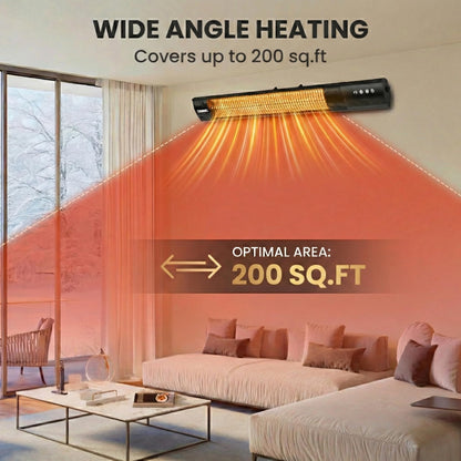 YESERLl Electric Patio Heater with Remote Control- 1500w Outdoor Heater Fast Heating with 3 Power Setting, WallMounted Carbon Infrared Heater Quiet - IP55 Waterproof and 24H Timer for Snow Outdoor