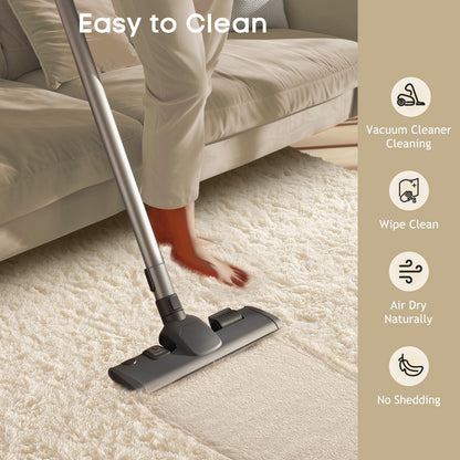 Ophanie Area Rugs 9x12 Living Room, Large Ivory Bedroom Carpet, Big Shag Indoor Thick Soft Nursery Rug, Fluffy Carpets for Boy and Girls Room Dorm Home Decor Aesthetic