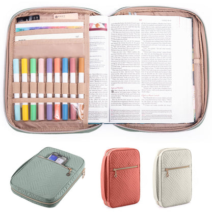 APLUFINE Quilted Bible Cover for Women, Large Bible Bag with Handle & Shoulder Strap, Bible Study Supplies Organizer, Zipper Bible Carrying Case, Christian Gift Book Cover Fits 9 x 6 Bible