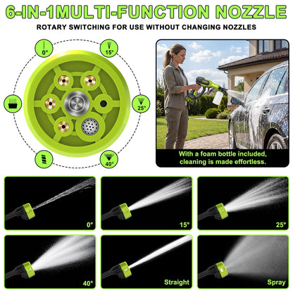 Cordless Portable Washer, Handheld Washer with 3 Adjustable Modes, 23FT High-Elastic Hose & 6-in-1 Nozzle, Suitable for Car, Garden, Patio and Home Cleaning