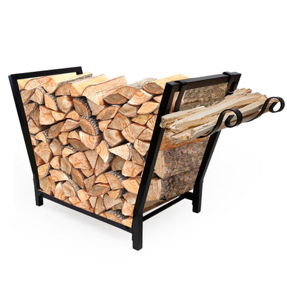 FireProof Pros Firewood Rack Outdoor and Indoor Firewood Storage with Kindling Hooks. 25.6in