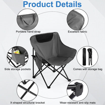FairySandy 6 Pack Portable Folding Camping Chairs Lightweight Backpacking Chairs Collapsible Camp Chairs for Adults with Storage Bag Beach Camping Chairs for Outdoor, Picnic, Festival, Hiking, Grey