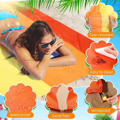 Drydiet Extra Large Beach Blanket Sandproof Waterproof 10 x 9 ft Beach Mat for 2-8 Adults Oversized Quick Drying Outdoor Picnic Blanket Lightweight Sand Free Mat for Travel Camping Hiking(Yellow)