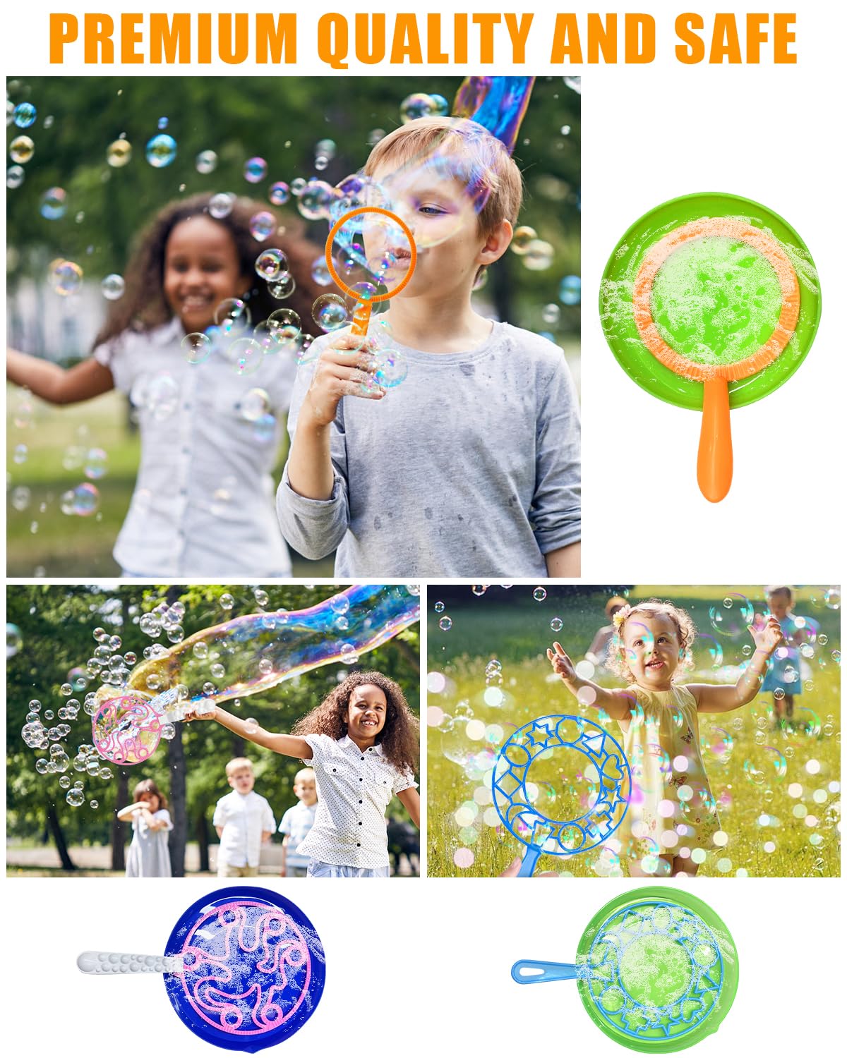 UniStylar Giant Bubble Wands, Big Bubble Wand Set with Tray Bulk, Funny Large Bubble Maker for Kids Adults Summer Huge Outdoor Activities Toys Birthday Party Favors Toddlers, 26 Pcs
