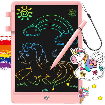 FLUESTON LCD Writing Tablet, 10 Inch Doodle Board Toys Gifts for 3-8 Year Old Girls Boys, Colorful Electronic Board Drawing Pad for Toddler Easter Basket Stuffer for Kids, Educational Travel Toy