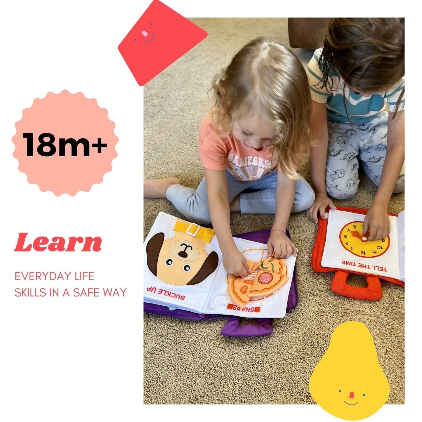 BAVY My Quiet Book - Toddler Travel Essential, Car Plane Activity Books, Montessori Busy Board Book, Airplane Toys for Toddlers 1-3, Gifts for 1 2 3 4 Year Old Girl, Birthday Gifts Toys Age 2-4