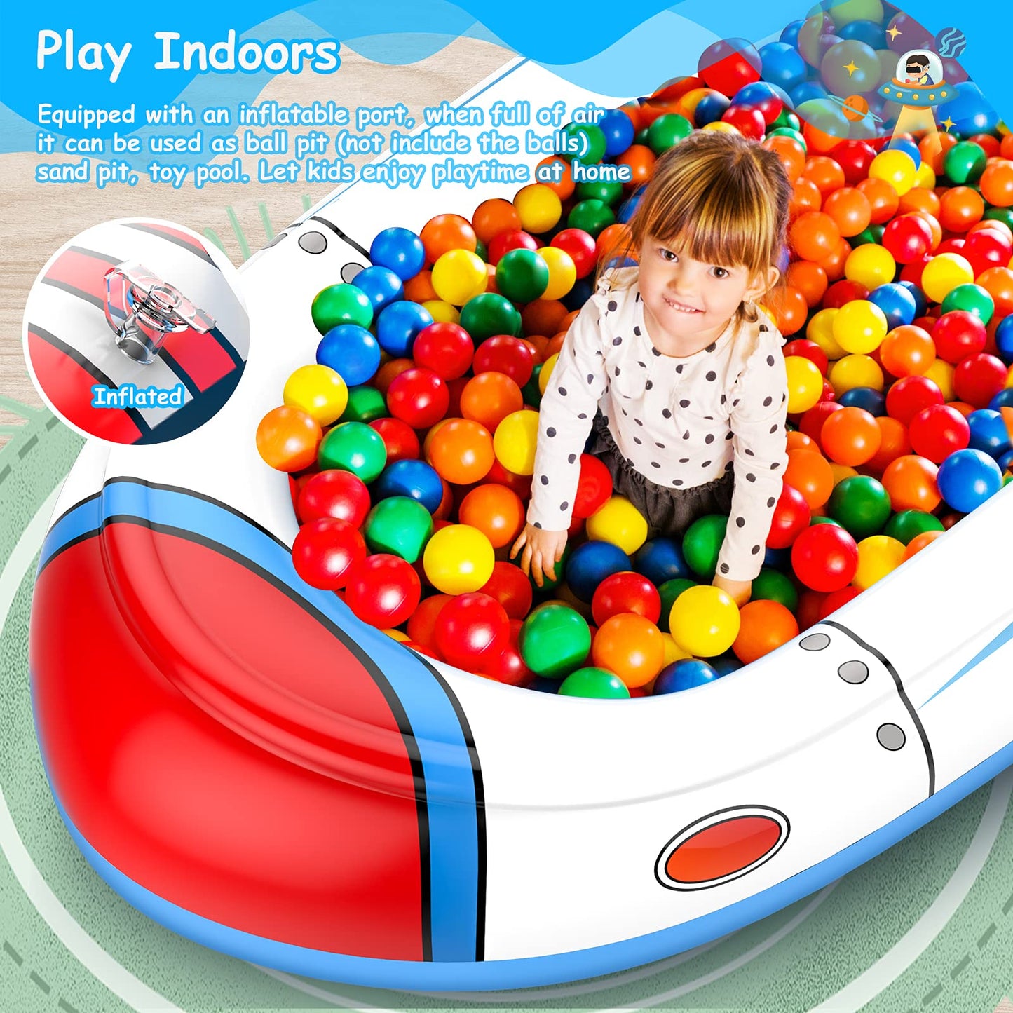 Kiddie Pool for Toddlers, Splash Pad for Kids Ages 4-8, 68" Inflatable 3-in-1 Swimming Pool for Kids, Backyard and Outside Sprinkler Play Mat Wading Pool for 3 4 5 6 Year Old