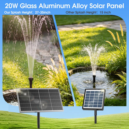 AMZtime 20W Solar Fountain Pump, Solar Water Pump with Lights Built-in 4000mAh Battery, 2026 New DIY Solar Water Fountain for Bird Bath, Pool, Pond, Garden, Fish Pond, Small Waterfall