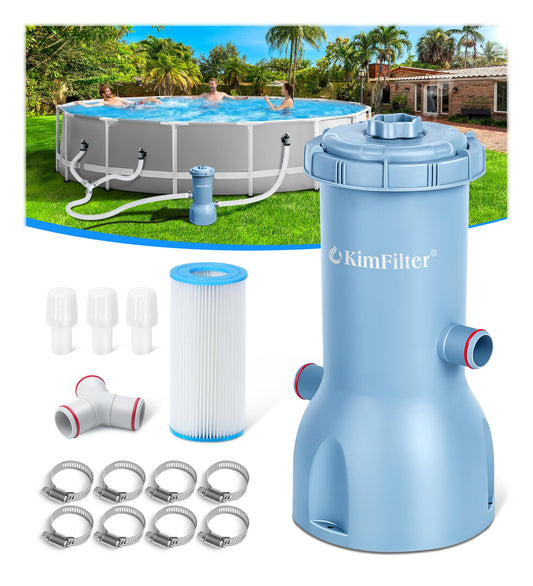 KimFilter Pro Series 1000 GPH Above Ground Pool Filter Pump, Powerful Pool Cartridge Filter Pump, Water Circulation and Filtration System -Improved Water Clean & Clarity, Pools Pumps Above Ground-Blue