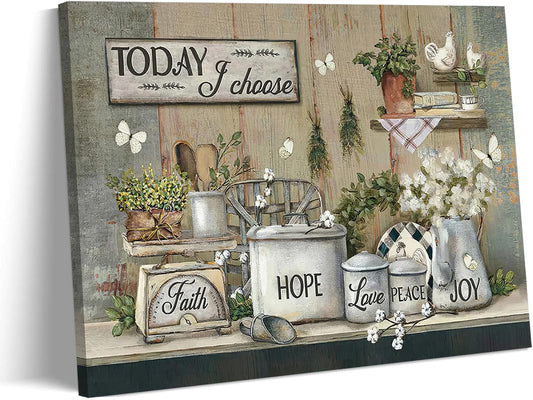 Rustic Kitchen Canvas Wall Art Vintage Farmhouse Wall Decor Picture Still Life Kitchen Poster Dining Room Print Farm Positive Inspirational Painting Artwork for Living Room Home Decoration ,12x16in