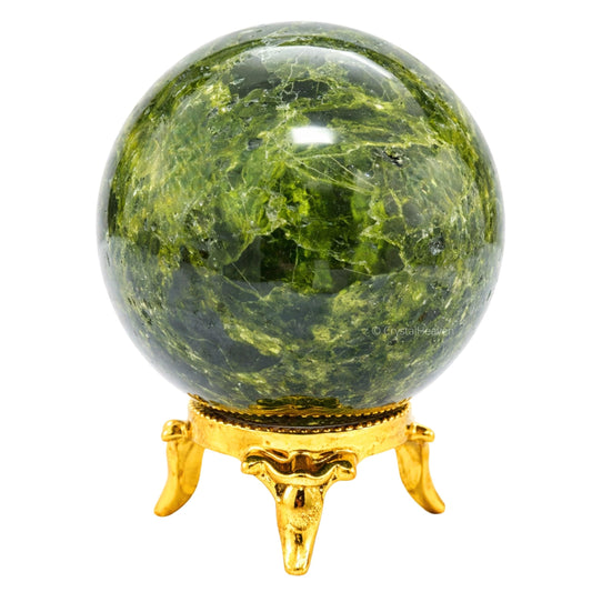 Amazing Gemstone Green Tourmaline in Matrix Crystal Ball with Stand - 2 Inches Crystal Sphere Meditation Balls for Witchcraft and Decorative Balls
