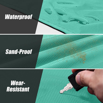 Odoland Beach Blanket Picnic Blanket, 43.3" x 27.5" SandProof Waterproof Outdoor Pocket Blanket with Portable Bag, Foldable Lightweight Sand Free Mat for 1 People Hiking, Camping, Travel, Light Green