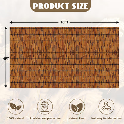 KOIUEYW Reed Fencing Rolls, Decorative Bamboo Fencing 4ft High Roll Reed Screen, Bamboo Curtains for Balcony Patio Garden Backyard Outdoor (Light Russet)
