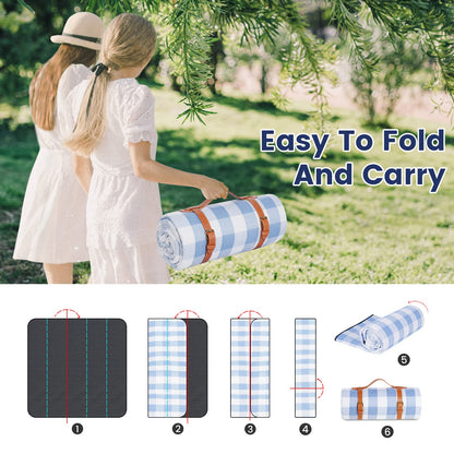 sapsisel 80”x 80” Picnic Blanket Extra Large, Waterproof and Foldable Beach Blanket, 3-Layer Outdoor Blanket for 6 to 8 Adults, for Camping, Park, Beach, Grass, Indoors…