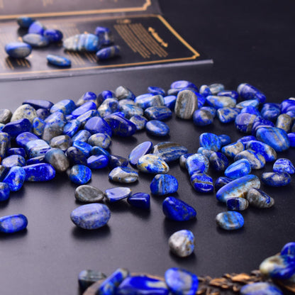 SigMntun Polished Lapis Lazuli Crystal Chips Set, 0.4", 128 Pcs - Handpicked Tumbled Stones and Crystals Bulk for Healing, Reiki, Meditation, Witchcraft and Home Decor