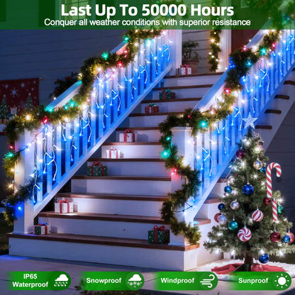670 LED Christmas Lights with 148Drops, 66ft 12 Modes Hanging ice String Lights with Timer Dimmable & Waterproof, Plug-in Fairy Lights for Indoor Holiday Wedding Christmas Decorations Blue & CoolWhite