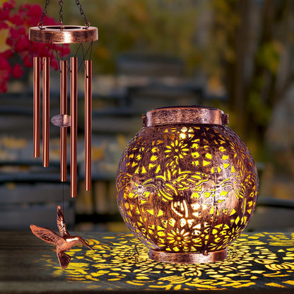 Wind Chimes for Outside, Windchimes Outdoors Hummingbird Gifts for Mom Women Grandma, Hanging Solar Lantern Solar Wind Chimes for Outside Patio Yard Garden Decor