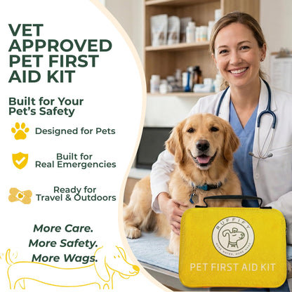 Ruffify Dog and Cat First Aid Kit – Vet Approved, 74 Essential Items Pet Emergency Kit Accessories for Car, Travel, Hunting, Hiking & Camping Gear with Mini Pouch for Home, Office & Outdoor Adventures