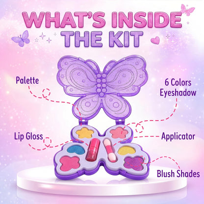 Kids Makeup Kit for Girls – Real Washable Play Cosmetic Set Palette Case, Non-Toxic Pretend Makeup Toys, Perfect Party Favors & Gifts (Palette (12 Pack))