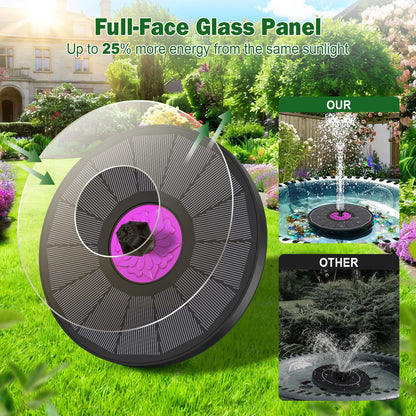 SZMP Powerful 3.5W Anti-Drift Solar Fountain for Bird Bath, Solar Powered Water Pump with 7 Nozzles, Bird Bath Fountain for Garden, Pool, Pond – Attracts Hummingbirds (Black)