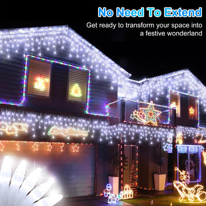 1620LED 164ft Christmas Lights, 360Drops 12 Modes Cool White Christmas String Lights Outdoor Dimmable, Waterproof Christmas Decoration Fairy Lights with Timer for Indoor Eaves Party Patio Window Fence