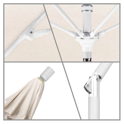 California Umbrella 11' Rd. Fiberglass Rib Patio Umbrella, Crank Lift, Collar Tilt, White Pole, Canvas (GSCUF118170-SA53-DWV)