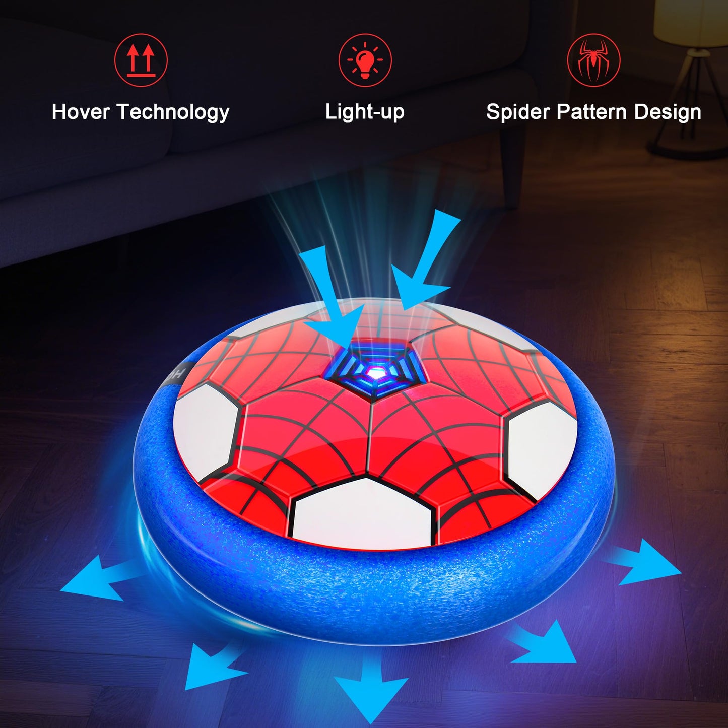 HitToys Hover Soccer Ball Toys for Kids, 2 Pack Indoor Soccer Ball Toy with Led Light for Old Boys Girls Light-Up Toys Floating Football Game Birthday Gift