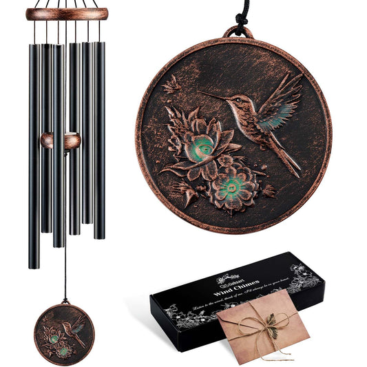 Gabzart Wind Chimes for Outside, Vintage Hummingbird Deep Tone Wind Chime, Large Outdoor Hanging Decor for Patio Porch Balcony Garden, Gifts for Women Mom Grandma (32” Hummingbird)
