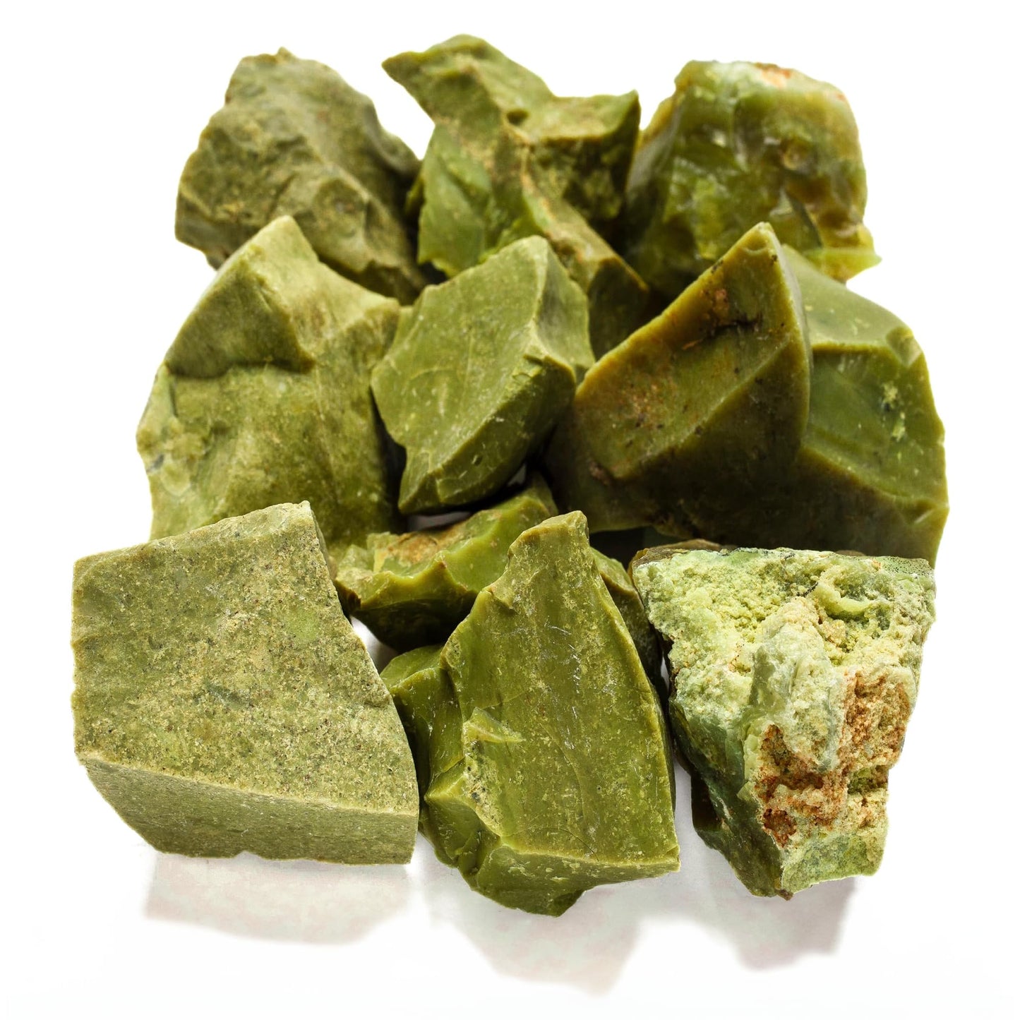 KALIFANO Rough Green Opal 10 Stone Bulk Bundle with Healing & Calming Effects - AAA Grade High Energy Raw Opalo Verde - Reiki Crystal Used for Rock Tumbling and Lapidary (Family Owned and Operated)
