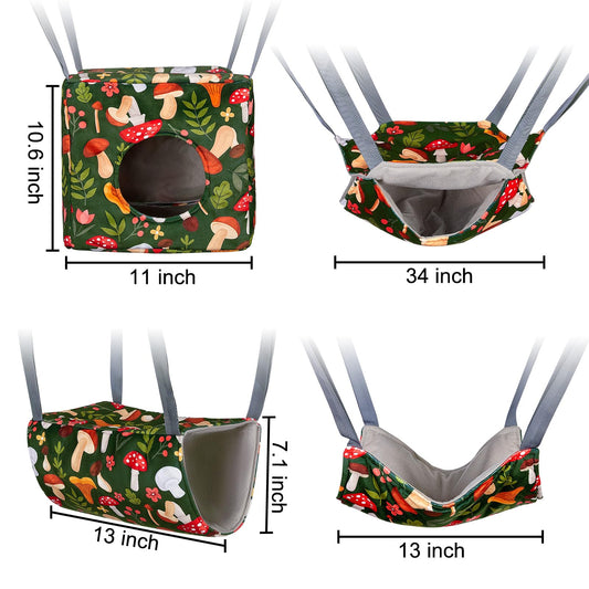 Glittme Ferret Hammock 4 Pack Ferrets Cage Accessories Washable Rat Hammock on Ferrets Cage Soft Guinea Pig hammocks for Rat, Sugar Glider, Squirrel, Guinea Pig
