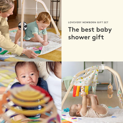 LOVEVERY, The Newborn Gift Set, Play Gym with Sensory Strands and Looker Play Kit, Baby Development Essentials, Ages 0+